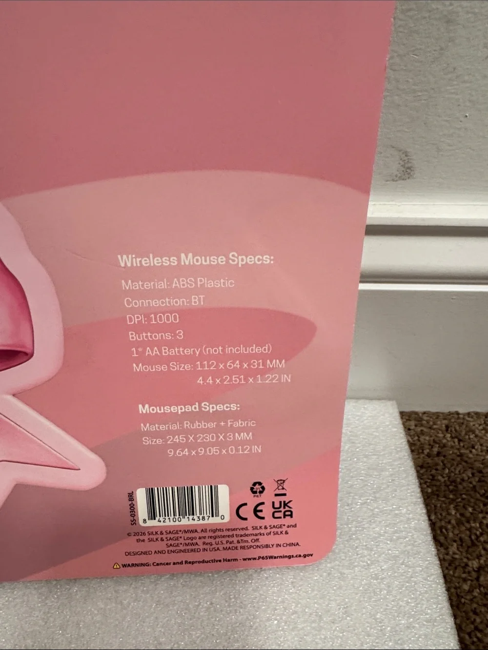 Pink Bow Mousepad and Wireless Mouse Set NIP